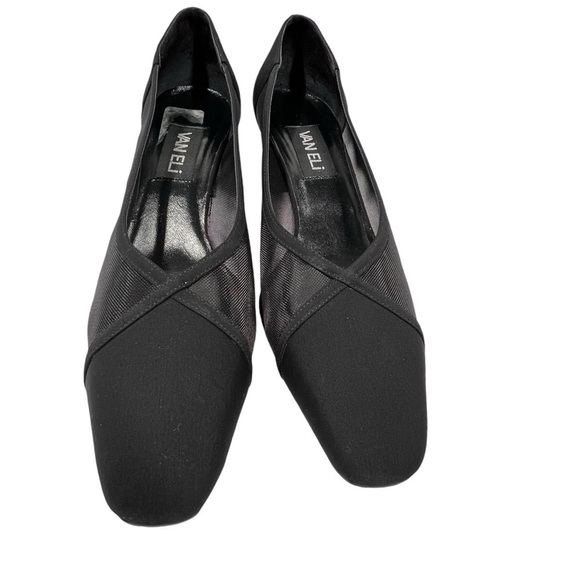 VAN ELI Black Sheer Gingus Padded Pumps Women's Size 9 Slim - Picture 6 of 16